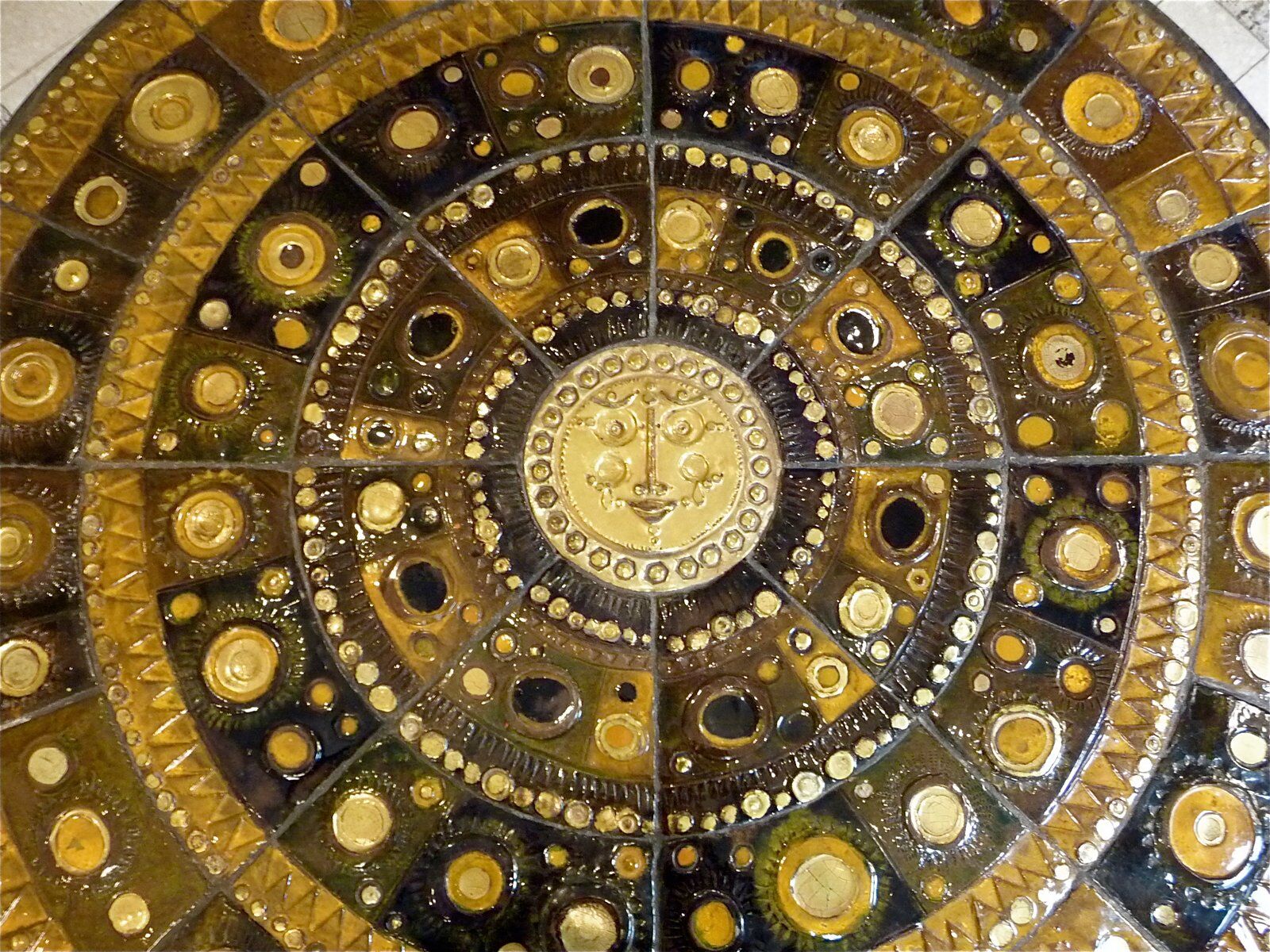 Large Round Ceramic Art tiled coffee table by Renate Rhein, Germany 1960s