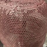 Vintage rattan and chrome metal lamp – 1970s/1980s