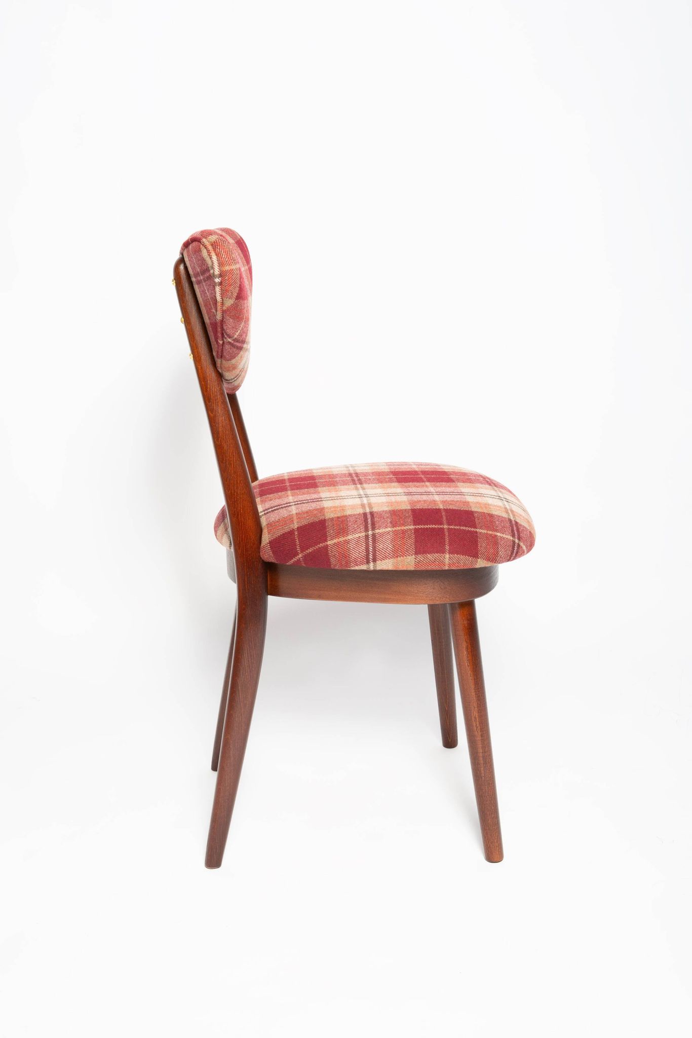 Classic Scottish chair in red burgundy tartan pattern, mid-century, Europe, 1960s.