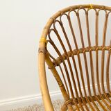 Vintage rattan shell armchair