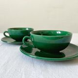 2 old green coffee cups in earthenware of Saint Clement
