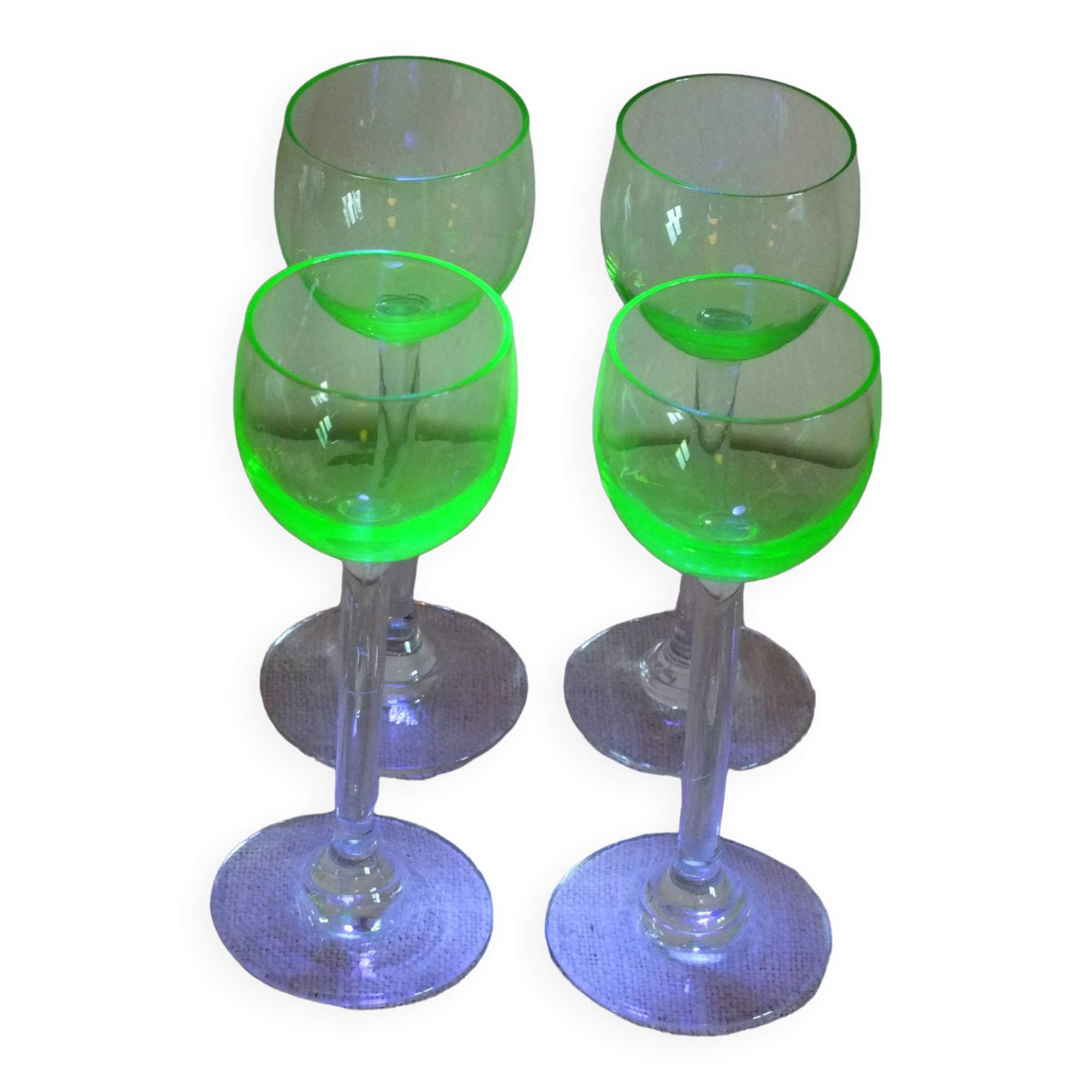 4 old uraline liqueur glasses