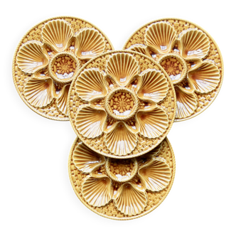 4 vintage Longchamp oyster plates – Ochre slipware