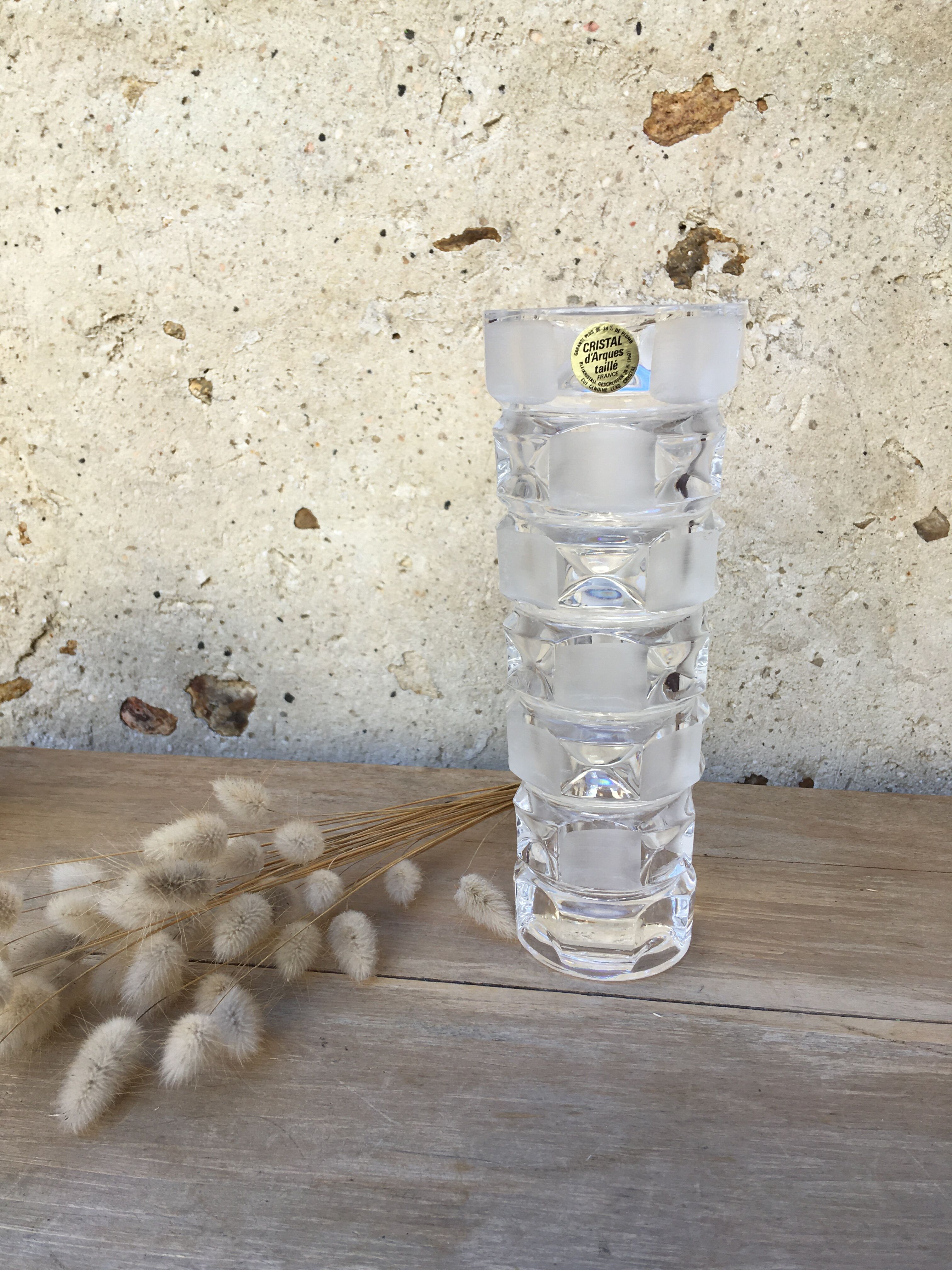 Vintage Cristal d'Arques vase in frosted glass