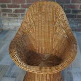 Fauteuil corbeille en osier pour enfant pour Rohe années 60 design Wim Den