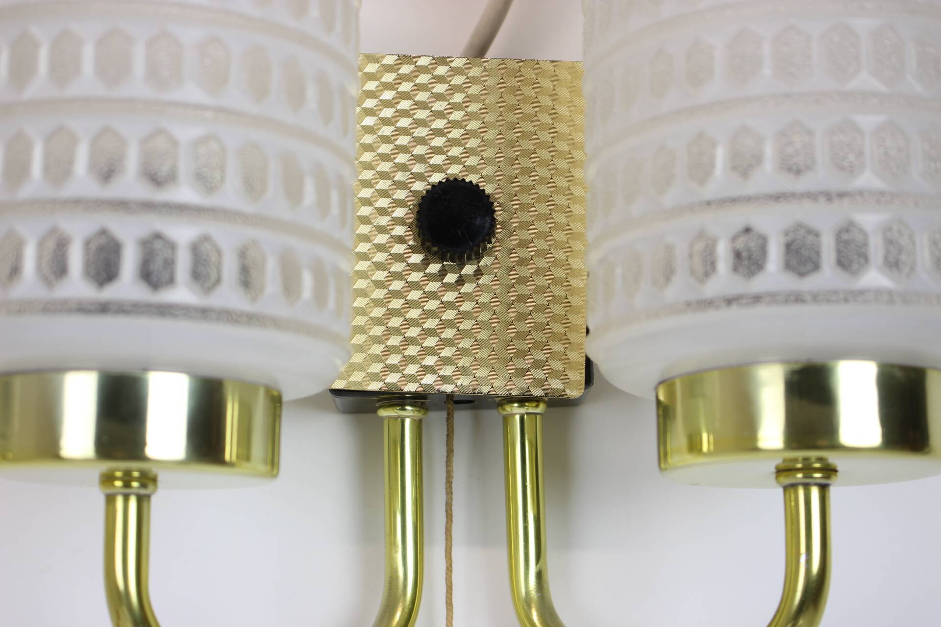 1970s Pair of Two Wall Lamps with Glass Shades, Germany