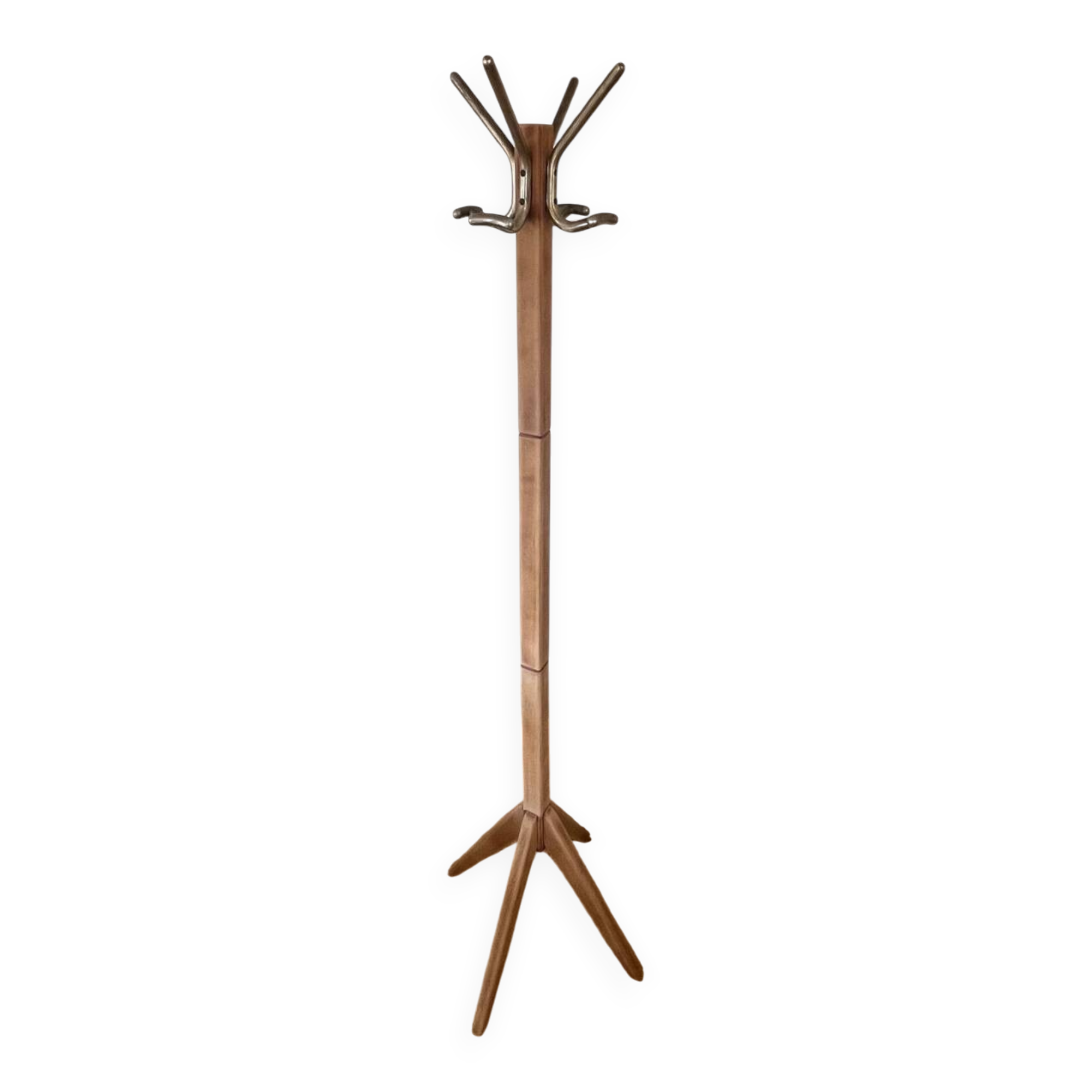 Vintage 60s coat rack in solid raw wood