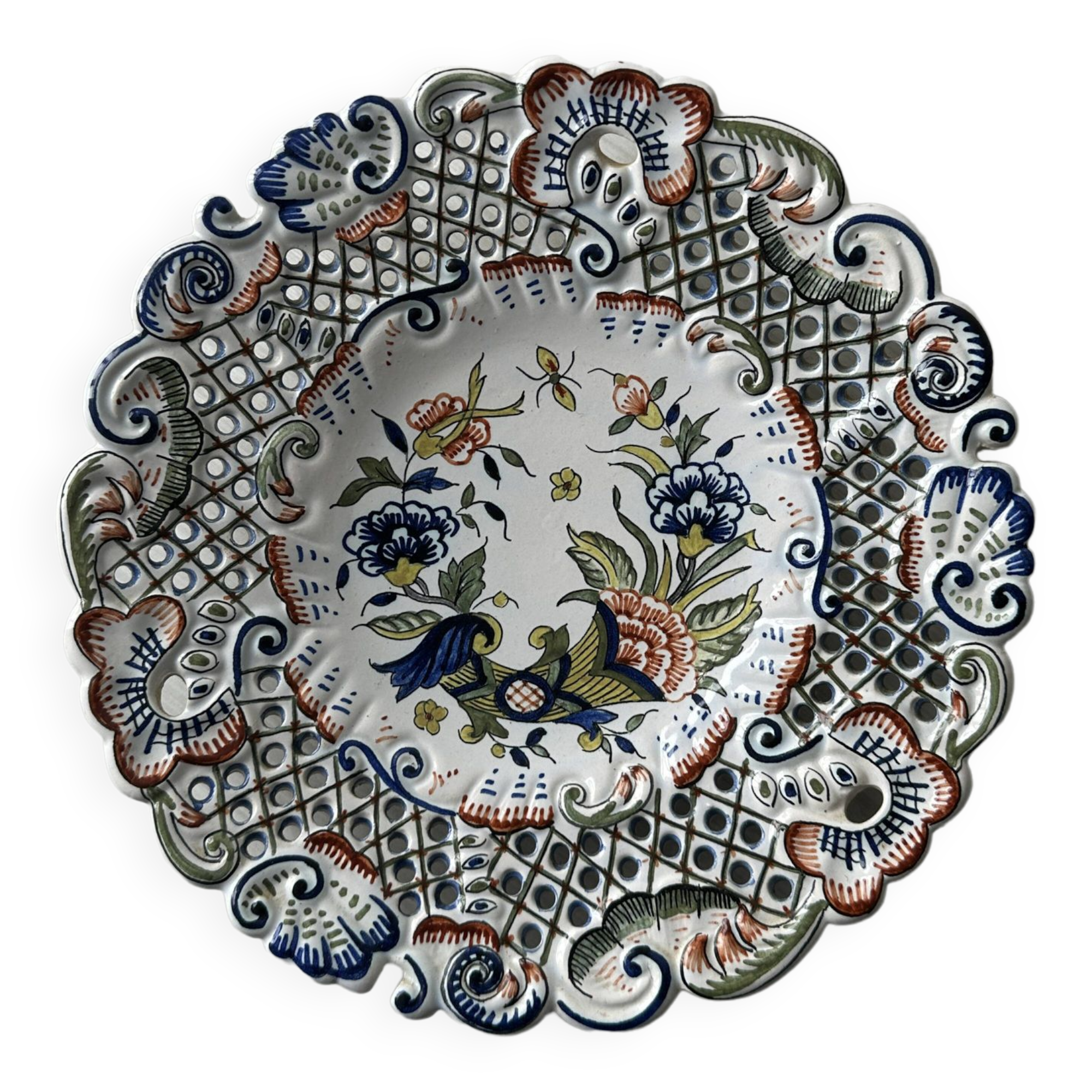 Openwork earthenware plate from Rouen