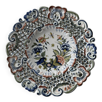 Openwork earthenware plate from Rouen