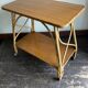 Side table provence 1960 in rattan and plyvood on wheels