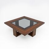 Mid-century Modern Maple Inlays and Walnut Coffee Table, Italy, 1970s