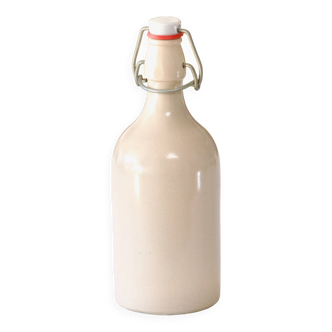 Bouteille à bière ancienne en grès émaillé signée MKM