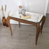 Wooden coffee table and mirror