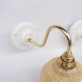 Speckled glass swan neck wall lights