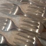 11 silver-plated cake forks by Christofle Pompadour