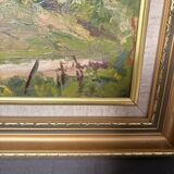 Old Oil Painting on Cardboard Landscape Provence Italy Mediterranean Caucasus So