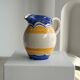 Large blue and yellow hand painted carafe H:20cm