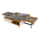 Coffee table with steel base and oak and grey marble frame, 1970s