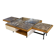 Coffee table with steel base and oak and grey marble frame, 1970s