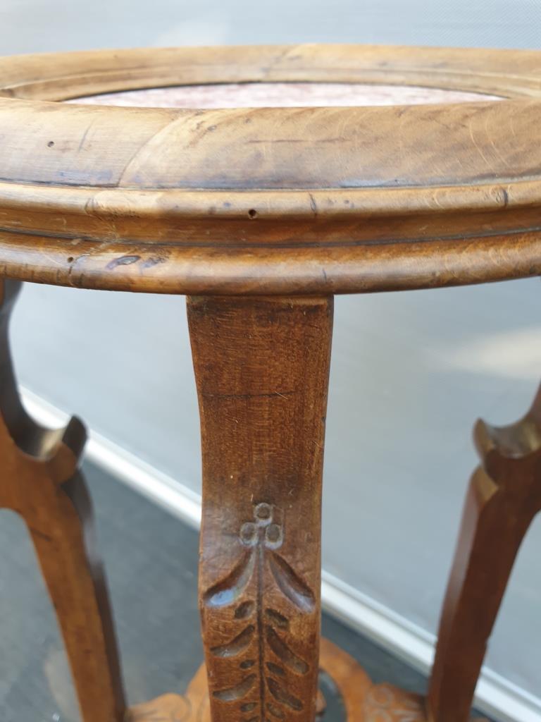Sellette guéridon noyer art nouveau 1900 marbre rose