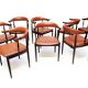Eight Danish Cow Horn "Model 12" Chairs in Rosewood by Johannes Andersen