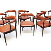 Eight Danish Cow Horn "Model 12" Chairs in Rosewood by Johannes Andersen