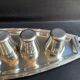 6 shot glasses on tray with handles – Silver metal -Louis XVI style