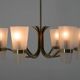 Brass and Glass Chandelier in Lyfa Style, Denmark, 1970s