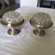 Set of embroidered flowers in crystal and silver-plated metal, vintage 70s.