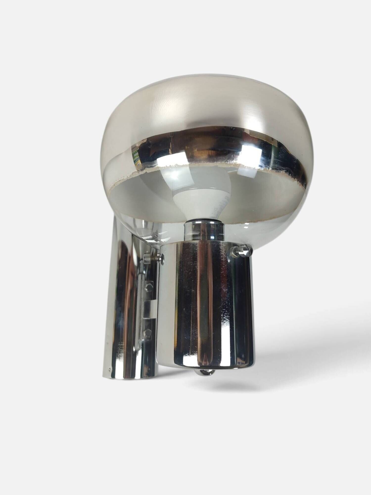 Space Age wall light in chrome with glass globe – 1970s