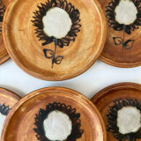 Suite de 6 assiettes à dessert décor tournesol la colombe Vallauris