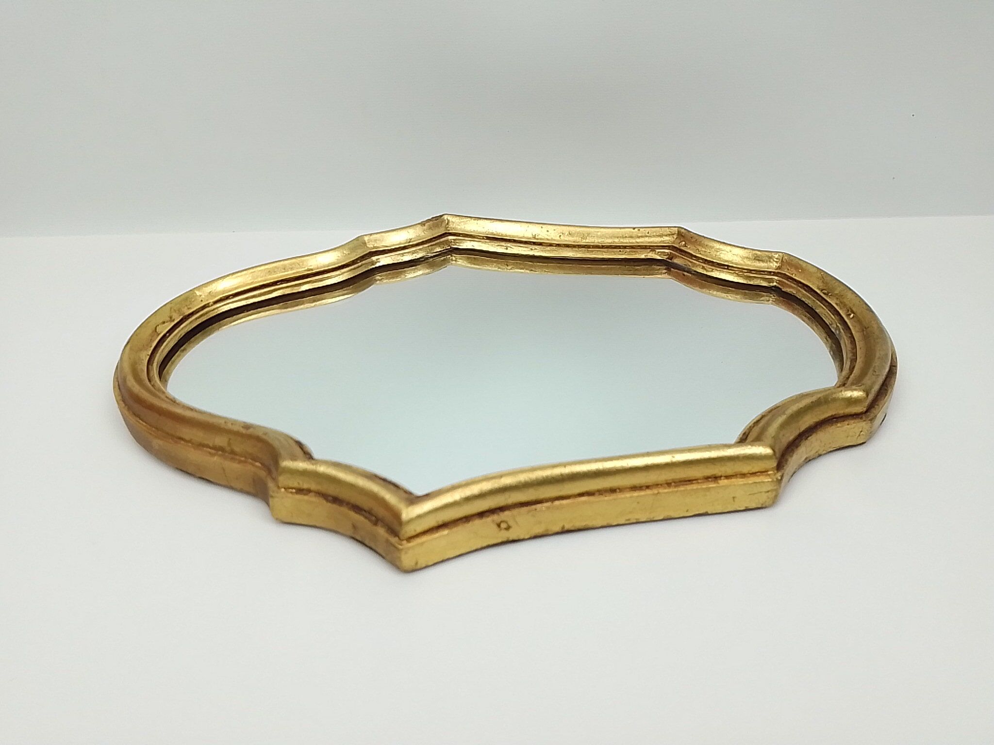 Wall mirror with gilded wooden frame 32 cm X 22 cm