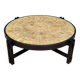 Roger Capron: large round ceramic coffee table with wooden structure