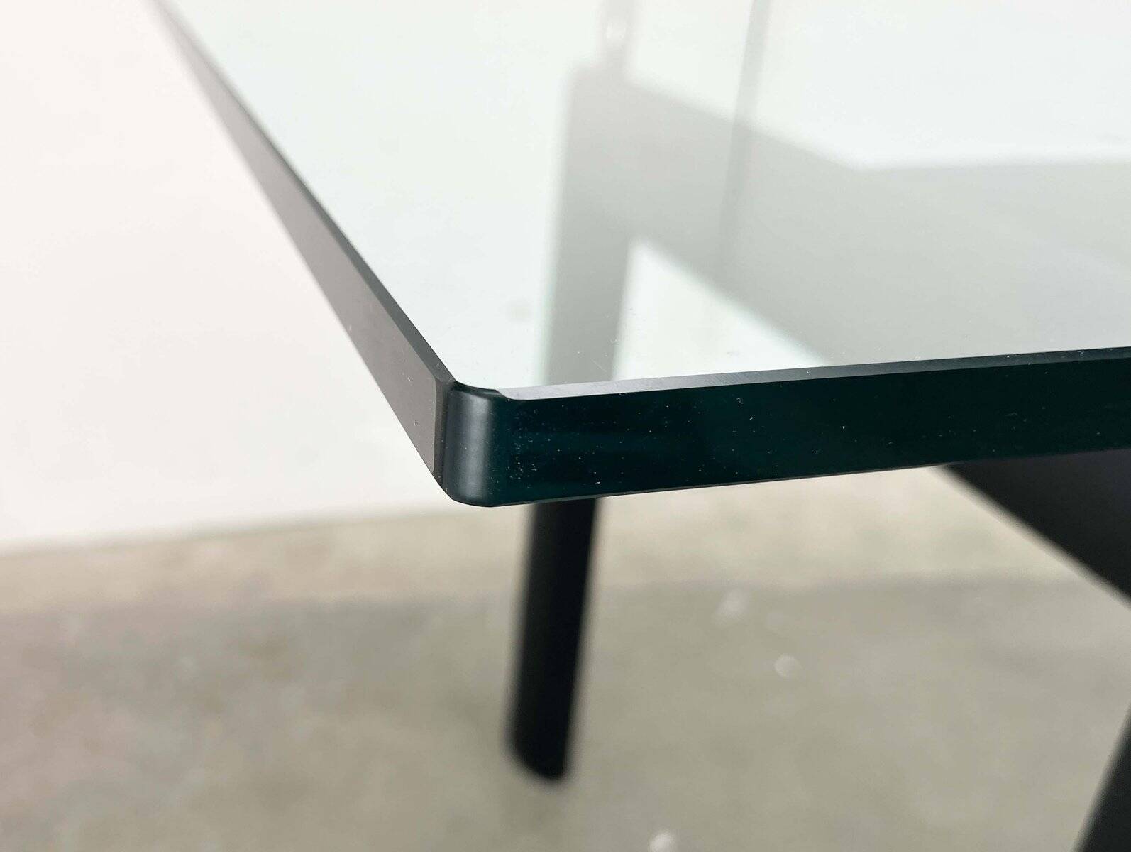 Italian model LC6 dining or office table in metal and glass by Le Corbusier, Pierre Jeanneret, Charlotte Perriand for Cassina.