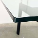 Italian model LC6 dining or office table in metal and glass by Le Corbusier, Pierre Jeanneret, Charlotte Perriand for Cassina.