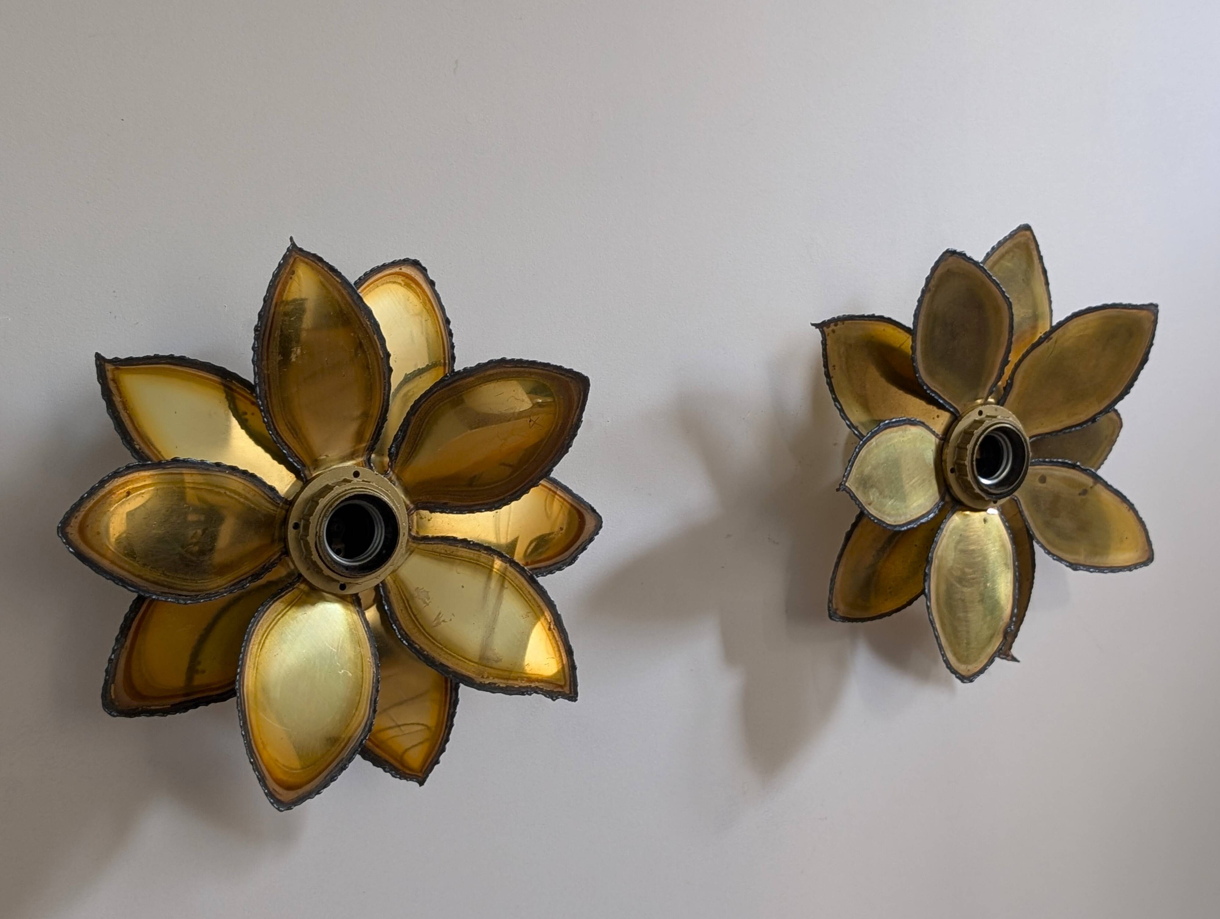 Paire appliques feuilles brutalistes