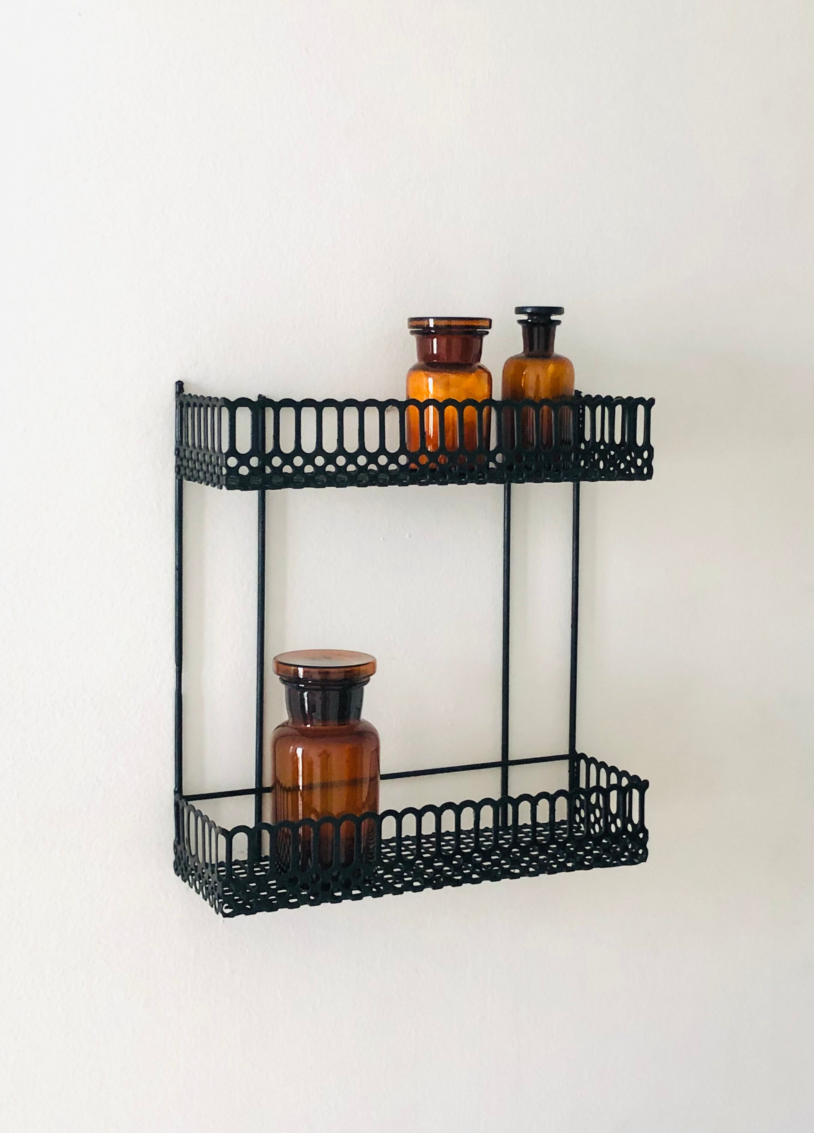 Vintage black metal wall shelf