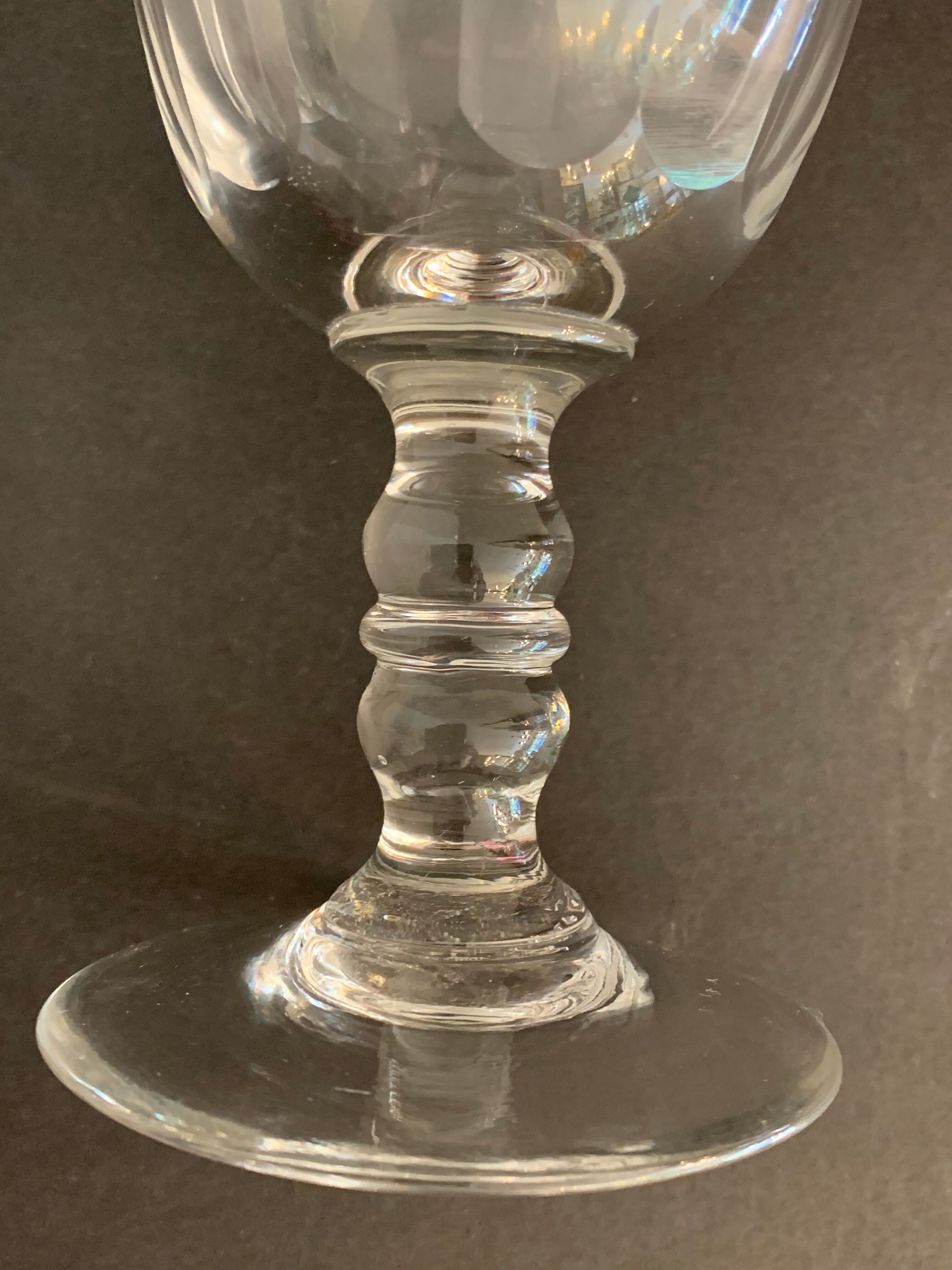 Lot of 8 old glass walking glasses of 2 different sizes