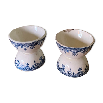 Duo of ancient diabolo shells in earthenware iron earth
