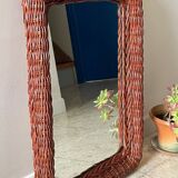 Vintage rattan wall mirror