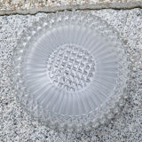 Round and high ceiling lamp, glass from the 50s, vintage.