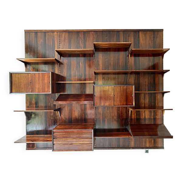 Etagère modulaire murale Scandinave en palissandre, Poul Cadovius, Années 60
