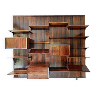 Scandinavian modular wall shelf in rosewood, Poul Cadovius, 1960s