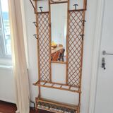 Rattan wall coat rack year 50s