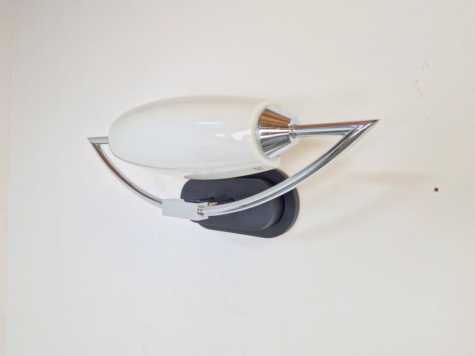 Vintage Bolero Wall Lamp in White Glass by Dieter Sieger for Peill & Putzler, Germany, 1970s