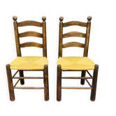 Paire de chaises bois et paille