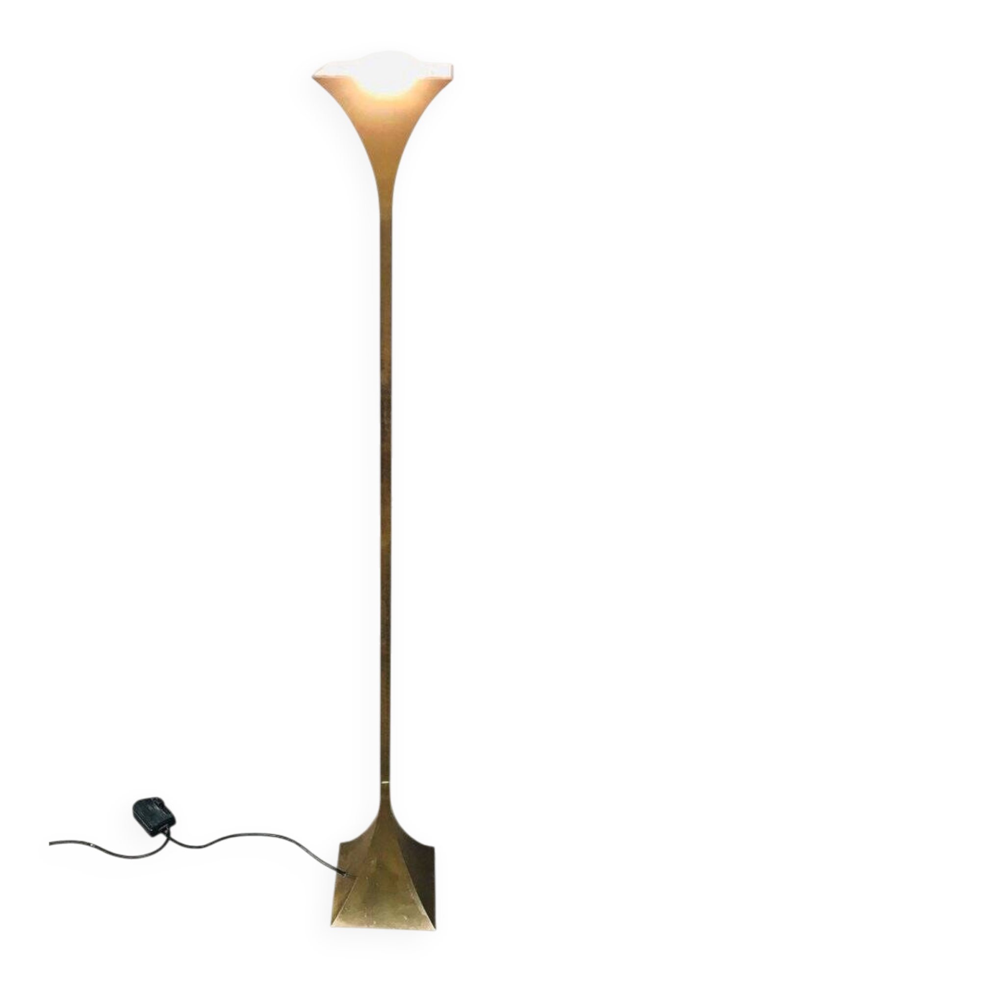 Postmodern Design Brass Fluted Torchiere Floor Lamp by Relco, Italy, 1980s