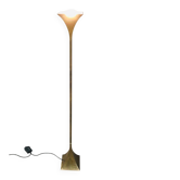 Postmodern Design Brass Fluted Torchiere Floor Lamp by Relco, Italy, 1980s