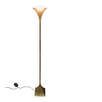 Postmodern Design Brass Fluted Torchiere Floor Lamp by Relco, Italy, 1980s
