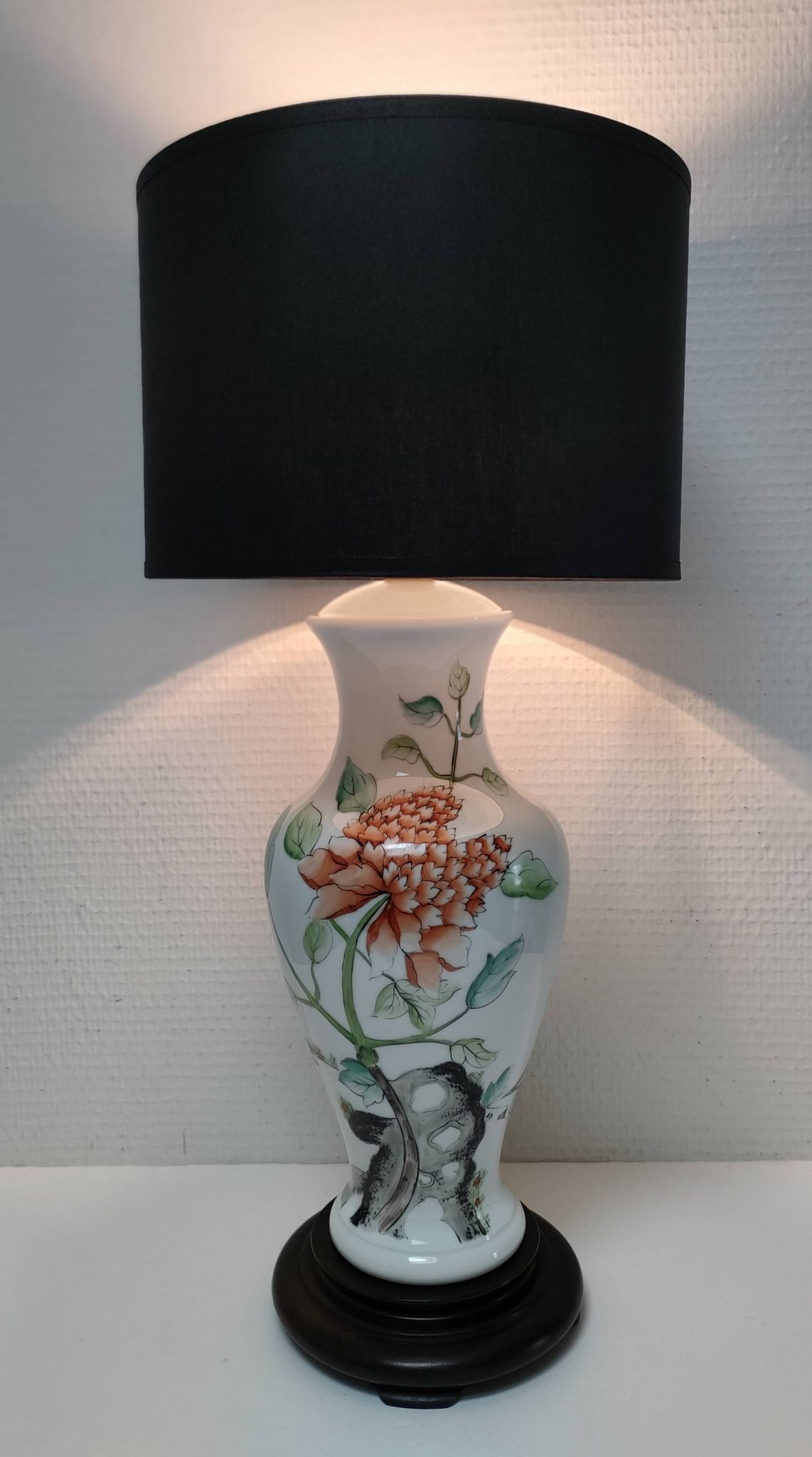 pied de lampe décor pivoine vintage